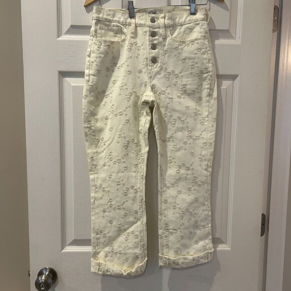 J. Crew Demi Boot Crop Jean Eyelet Embroidered High Rise Size 25 Feminine Preppy - Picture 13 of 14